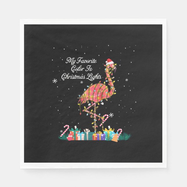 My Favourite Is Christmas Lights Costume Flamingo Napkin (Front)