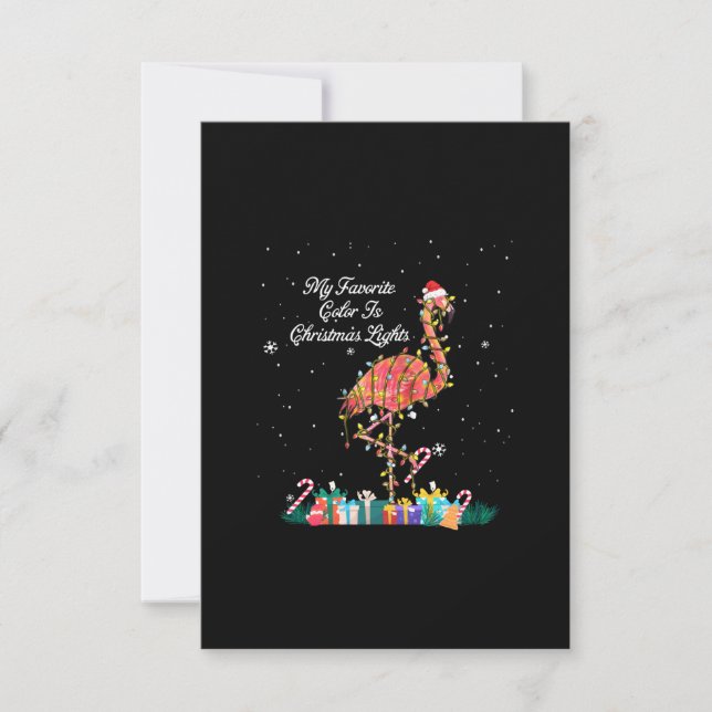 My Favourite Is Christmas Lights Costume Flamingo RSVP Card (Front)