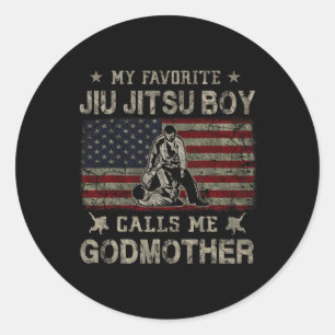 My Favourite Jiu Jitsu Boy Calls Me Godmother Moth Classic Round Sticker