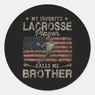 My Favourite Lacrosse Player Calls Me Brother Usa  Classic Round Sticker