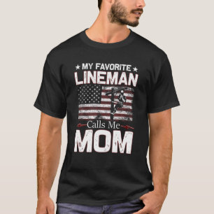 My Favourite Lineman Calls Me Mum USA Flag Mothers T-Shirt