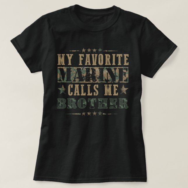 My Favourite Marine Calls Me Brother American Flag T-Shirt (Design Front)