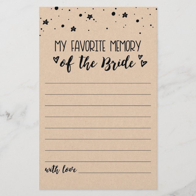 My favourite memory Bridal Shower or Hen Party gam (Front)