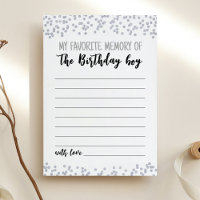My Favourite memory of the Birthday boy Game Card