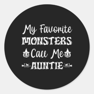 My Favourite Monsters Call Me Auntie Fun Cat Aunt Classic Round Sticker