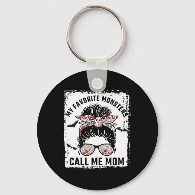 My Favourite Monsters Call Me Mum Messy Bun Mum Ha Key Ring (Front)