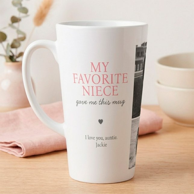 My Favourite Niece Personalised Photo Collage Latte Mug (My Favorite Niece Gave Me This Mug Photo Collage Latte Mug)