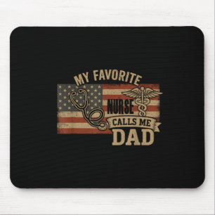 My Favourite Nurse Calls Me Dad American Flag Vint Mouse Mat