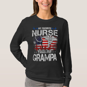 My Favourite Nurse Calls Me Grampa Retro Nurse Fat T-Shirt