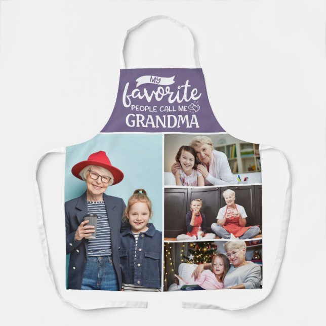 My favourite people call me| 4 family photo collag apron (Front)