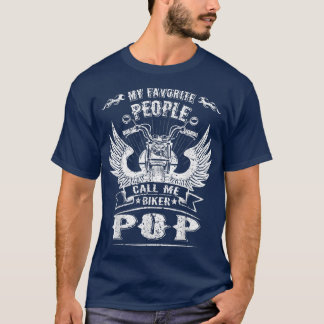 My Favourite People Call Me Biker Pop Grandpa Moto T-Shirt