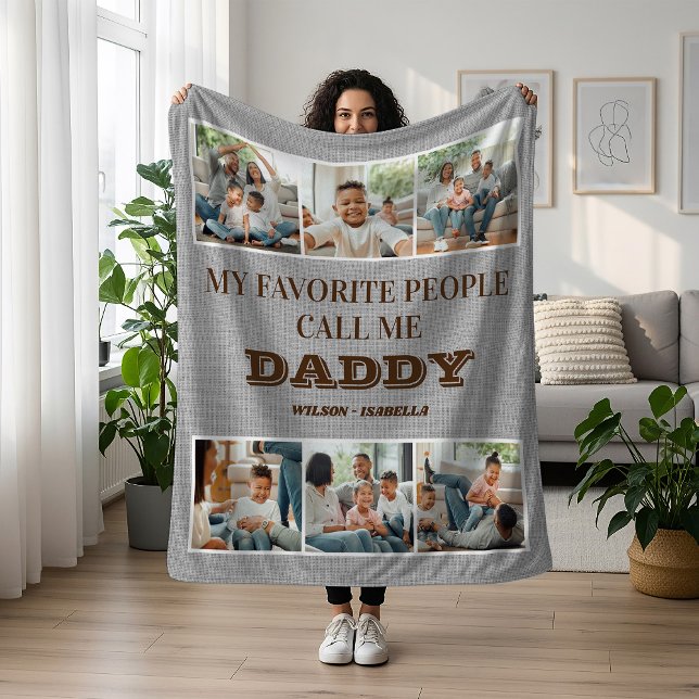 My Favourite People Call Me Daddy Father's Day Fleece Blanket (Creator Uploaded)