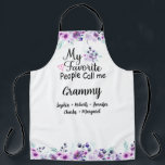 My Favourite People Call Me Grammy | Grandkids Nam Apron<br><div class="desc">What a delightful and personalised gift! This apron features a beautiful purple floral design, accompanied by the grandkids' names. The apron is perfect for Grandma to wear while cooking up a storm in the kitchen, and the personalised touch will make her feel loved and cherished. making it a treasured keepsake...</div>