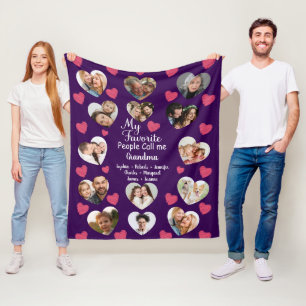 My Favourite People call Me Grandma Custom Photos Fleece Blanket