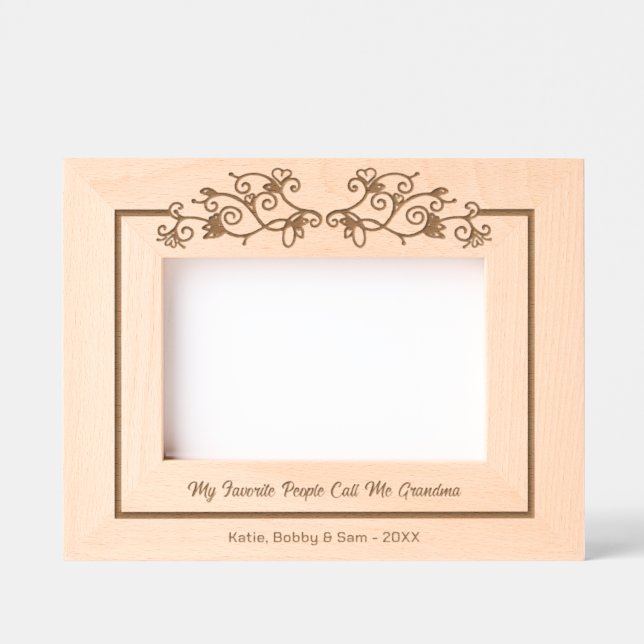 My Favourite People Call Me Grandma Floral 6x4L Etched Frames (Front)
