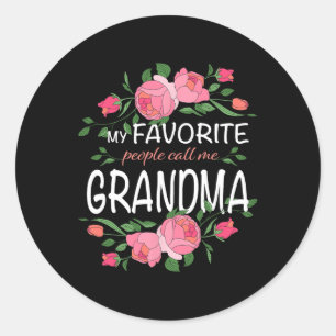 My Favourite People Call Me Grandma Floral Mothers Classic Round Sticker