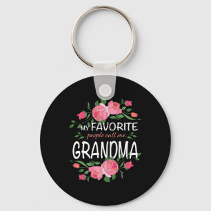 My Favourite People Call Me Grandma Floral Mothers Key Ring