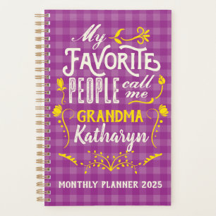 My Favourite People Call Me Grandma Purple Gingham Planner