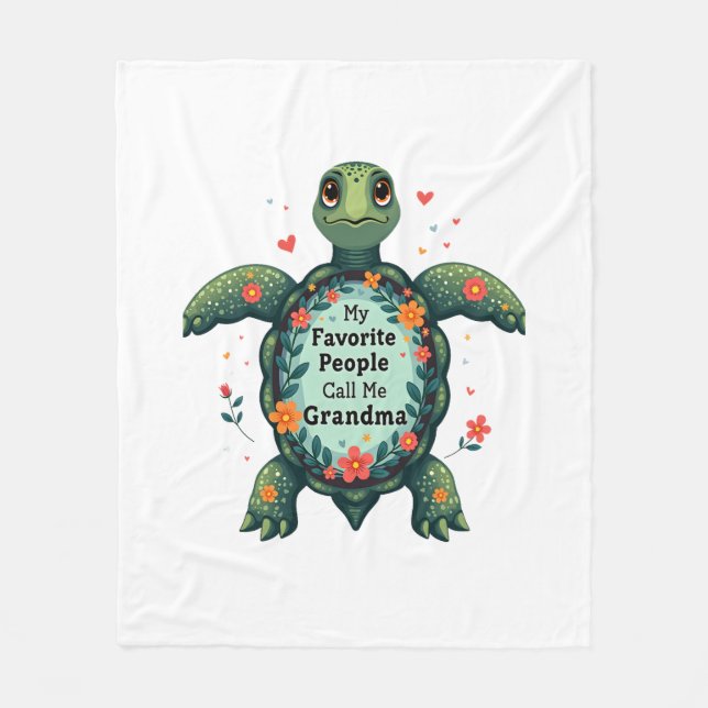 My Favourite People Call Me Grandma Turtle - Grand Fleece Blanket (Front)