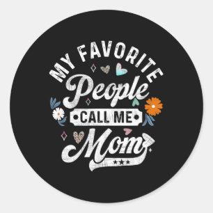 My Favourite People Call Me Mum Vintage Floral Leo Classic Round Sticker