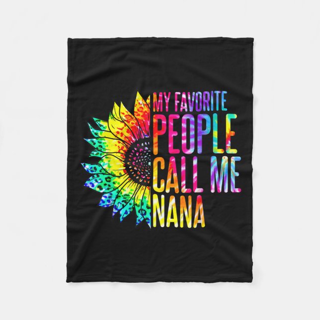 My Favourite People Call Me Nana Grandma Sunflower Fleece Blanket (Front)