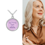 My Favourite People Call Me Nana Sterling Silver Necklace<br><div class="desc">A Fun Quote For Grandma. Purple script typography on a pretty pink background. You can change the text to Mimi,  GiGi,  Nona,  Mama,  etc... </div>