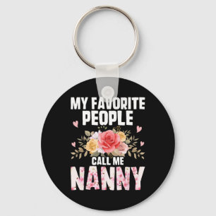 My Favourite People Call Me Nanny Fun Pink Floral Key Ring