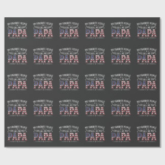 My Favourite People Call Me Papa American Flag Wrapping Paper