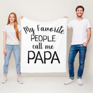 My Favourite People Call Me Papa Black and White Fleece Blanket