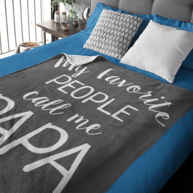 My Favourite People Call Me Papa Black and White Fleece Blanket (Creator Uploaded)