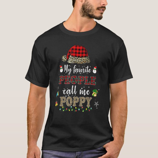 My Favourite People Call Me Poppy Santa Hat Red Pl T-Shirt (Front)
