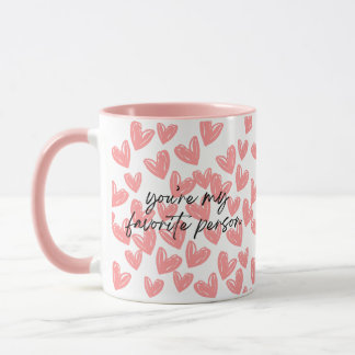 My Favourite Person Pink Hearts Two-Tone Mug
