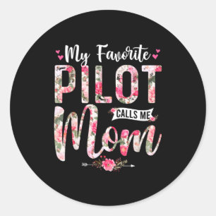 My favourite pilot call me mum happy mother's day classic round sticker
