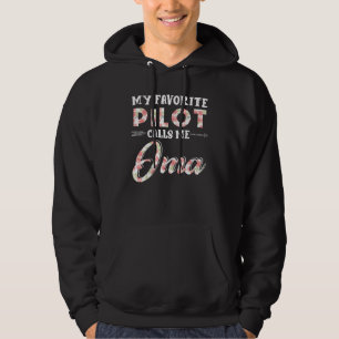 My Favourite Pilot Calls Me Oma Floral Hoodie