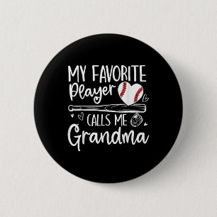 My Favourite Player Calls Me Grandma Baseball Hear 6 Cm Round Badge