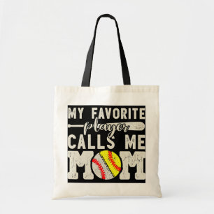 My Favourite Player Calls Me Mum Baseball Softball Tote Bag