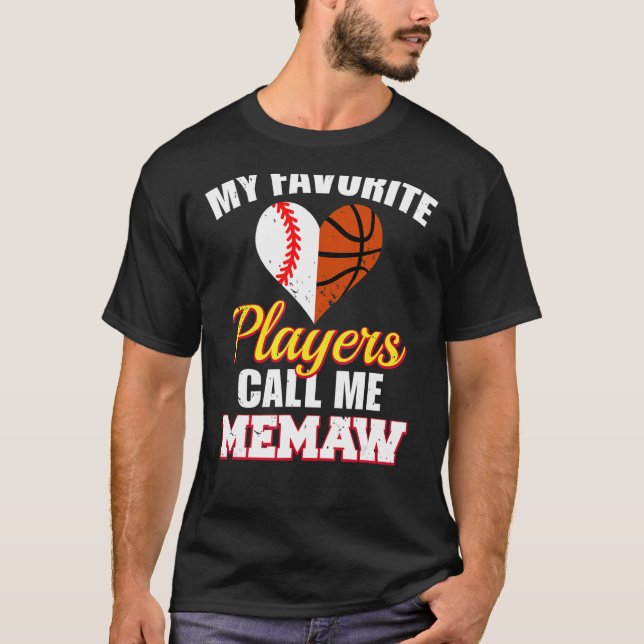 My Favourite Players Call Me Memaw Baseball Basket T-Shirt (Front)