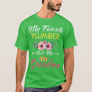 My Favourite Plumber Calls Me Grandma Flowers Moth T-Shirt