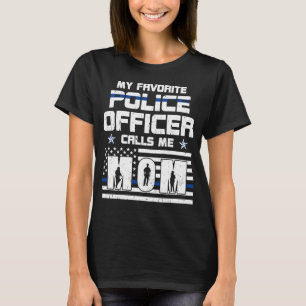 My Favourite Police Officer Calls Me Mum USA Flag  T-Shirt