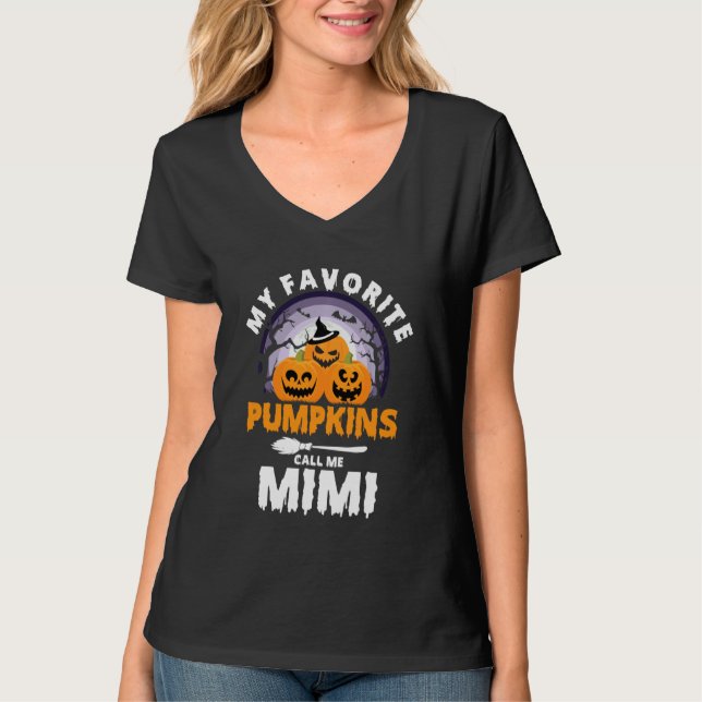 My Favourite Pumpkins Call Me Mimi Fall Fun Hallow T-Shirt (Front)