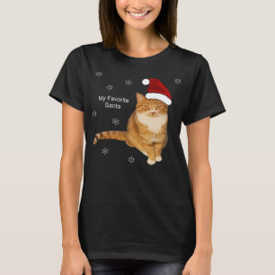 My Favourite Santa Christmas Orange Tabby Kitty Ca T-Shirt