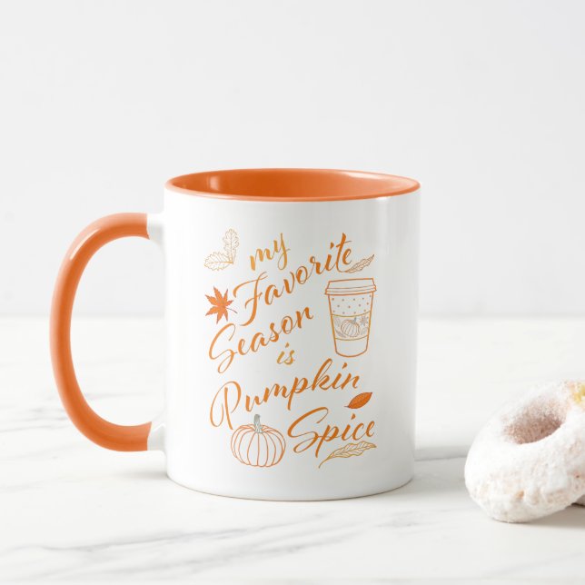 My Favourite Season is Pumpkin Spice Orange Design Mug (With Donut)