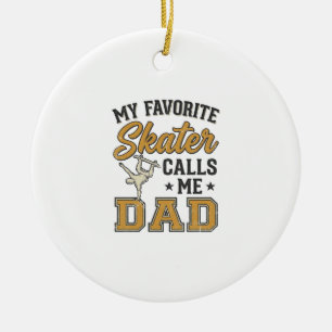 My Favourite Skater Calls Me Dad Vintage Shirt_1 Ceramic Tree Decoration