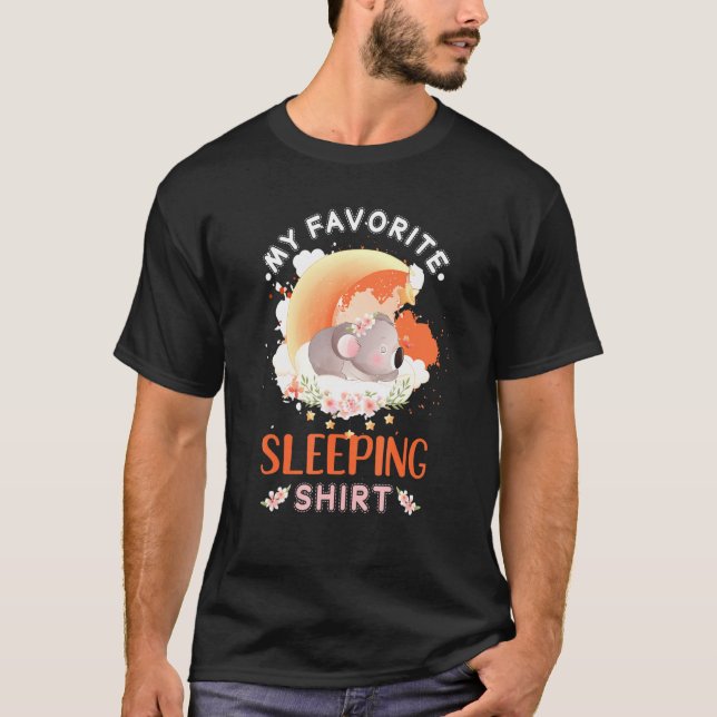 My Favourite Sleeping Lazy Koala Bear Moon Sleepin T-Shirt (Front)