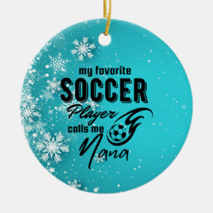My favourite soccer call me Nana with ball Ceramic Tree Decoration