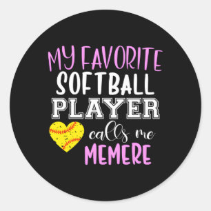 My Favourite Softball Player Call Me Memere Classic Round Sticker