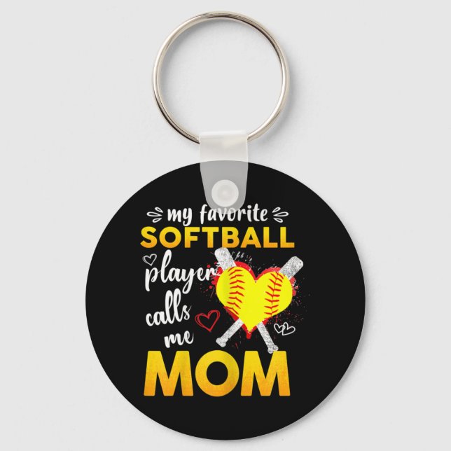 My Favourite Softball Player Calls Me Mum Key Ring (Front)