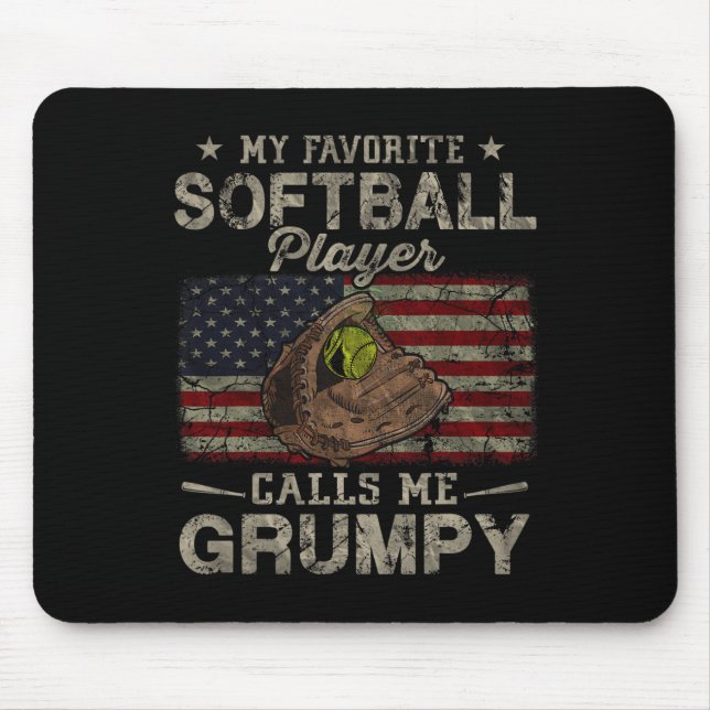 My Favourite Softbyll Player Calls Me Grumpy Fathe Mouse Mat (Front)