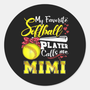 My Favourite Softll Player Calls Me Mimi Tee Mothe Classic Round Sticker