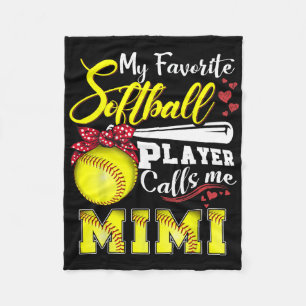 My Favourite Softll Player Calls Me Mimi Tee Mothe Fleece Blanket